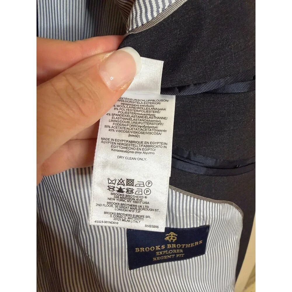 Brooks Brothers Mens Two-piece Suit Size 41 Gray Flat Front Notch Wool Blend